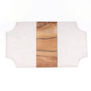 Serving Board, Marble & Wood Beveled Cheese Board