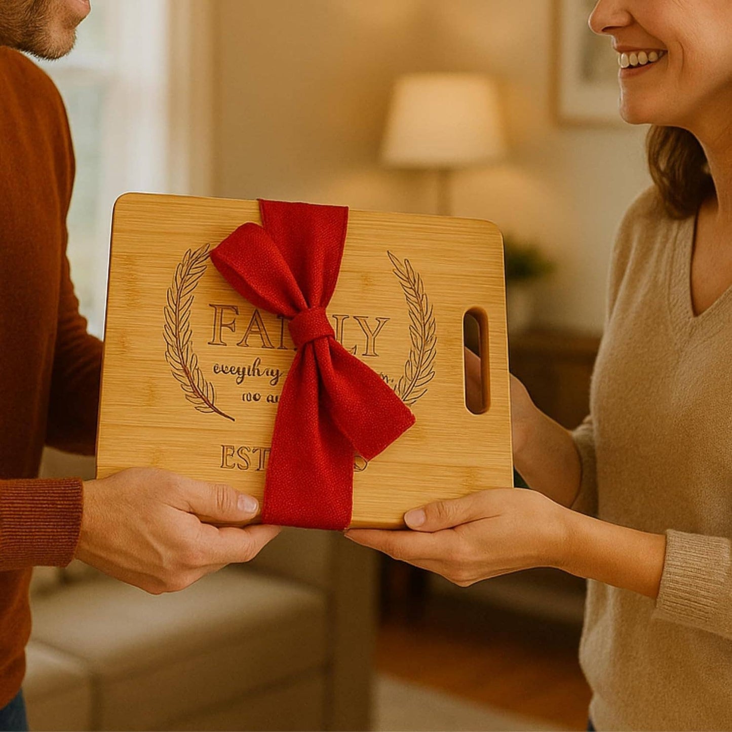 Bamboo Cutting Board with Handle: 12"x9"