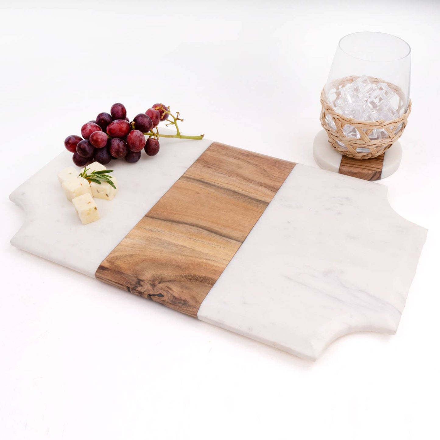 Serving Board, Marble & Wood Beveled Cheese Board