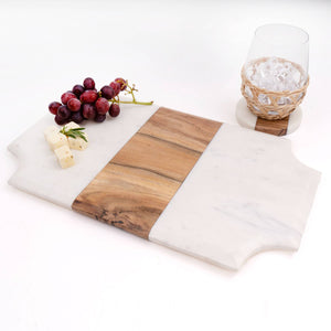 Serving Board, Marble & Wood Beveled Cheese Board