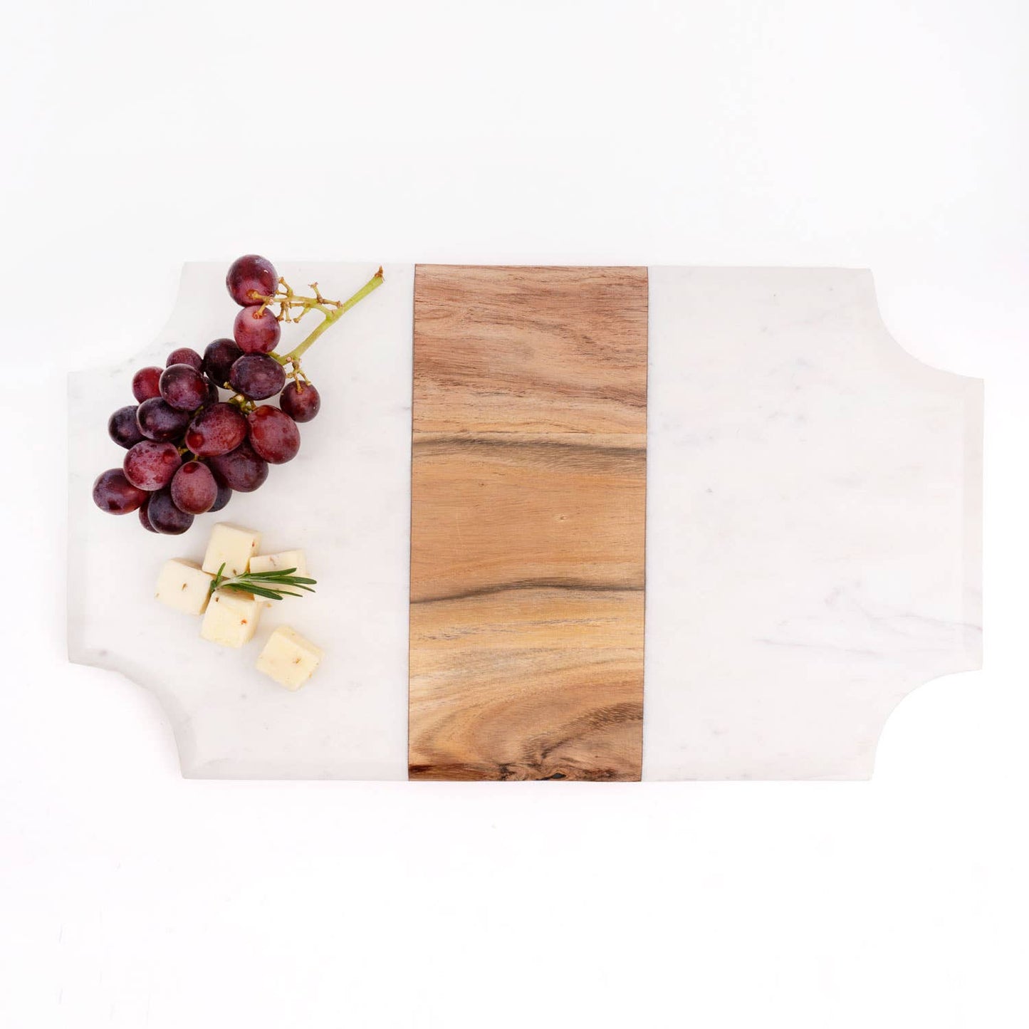 Serving Board, Marble & Wood Beveled Cheese Board