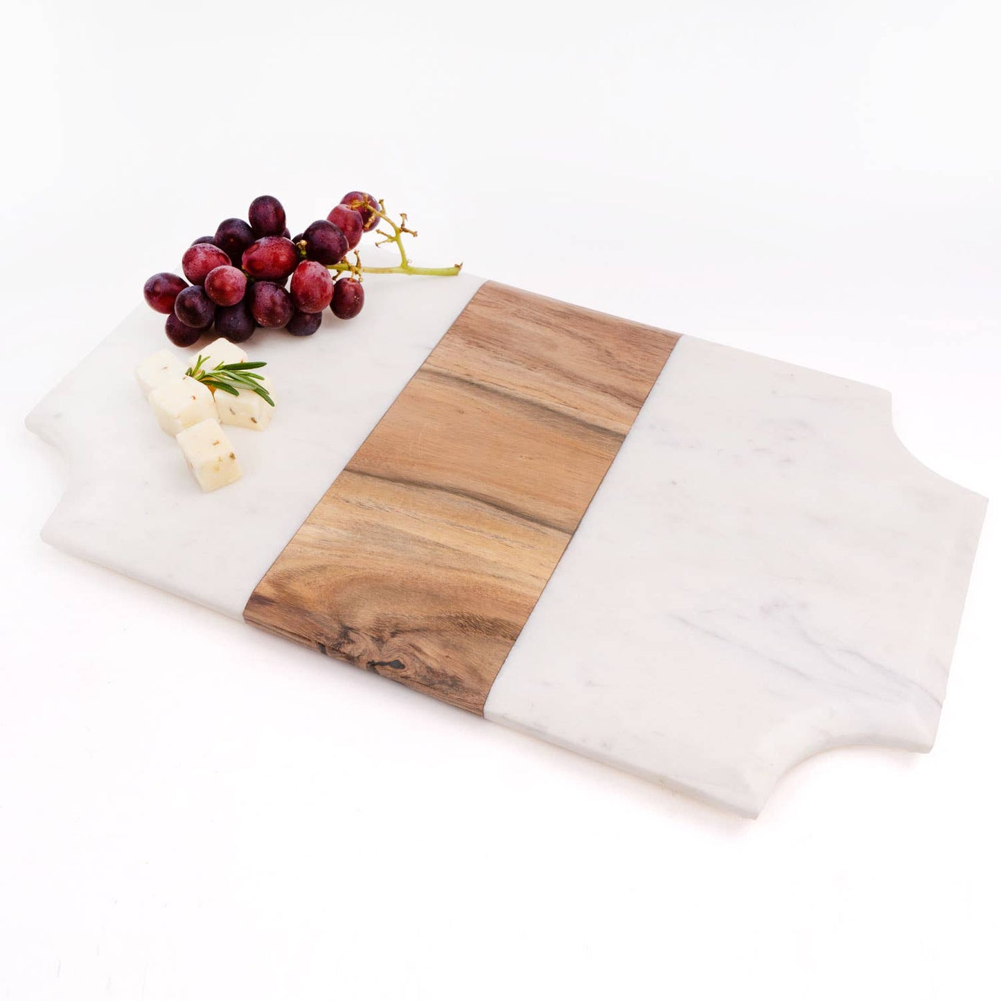 Serving Board, Marble & Wood Beveled Cheese Board